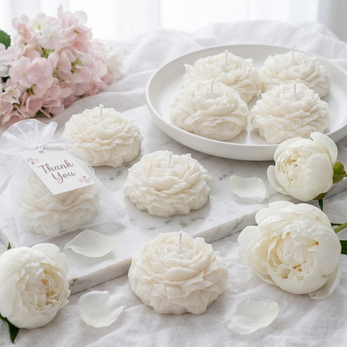 Peony Soy Wax Candles – Custom Wedding & Party Favors